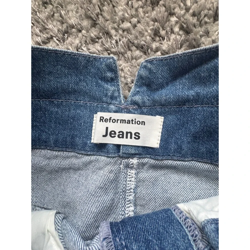 Reformation Sandia Paperbag Waist Denim Mini Jean Skirt Blue Size 28‎